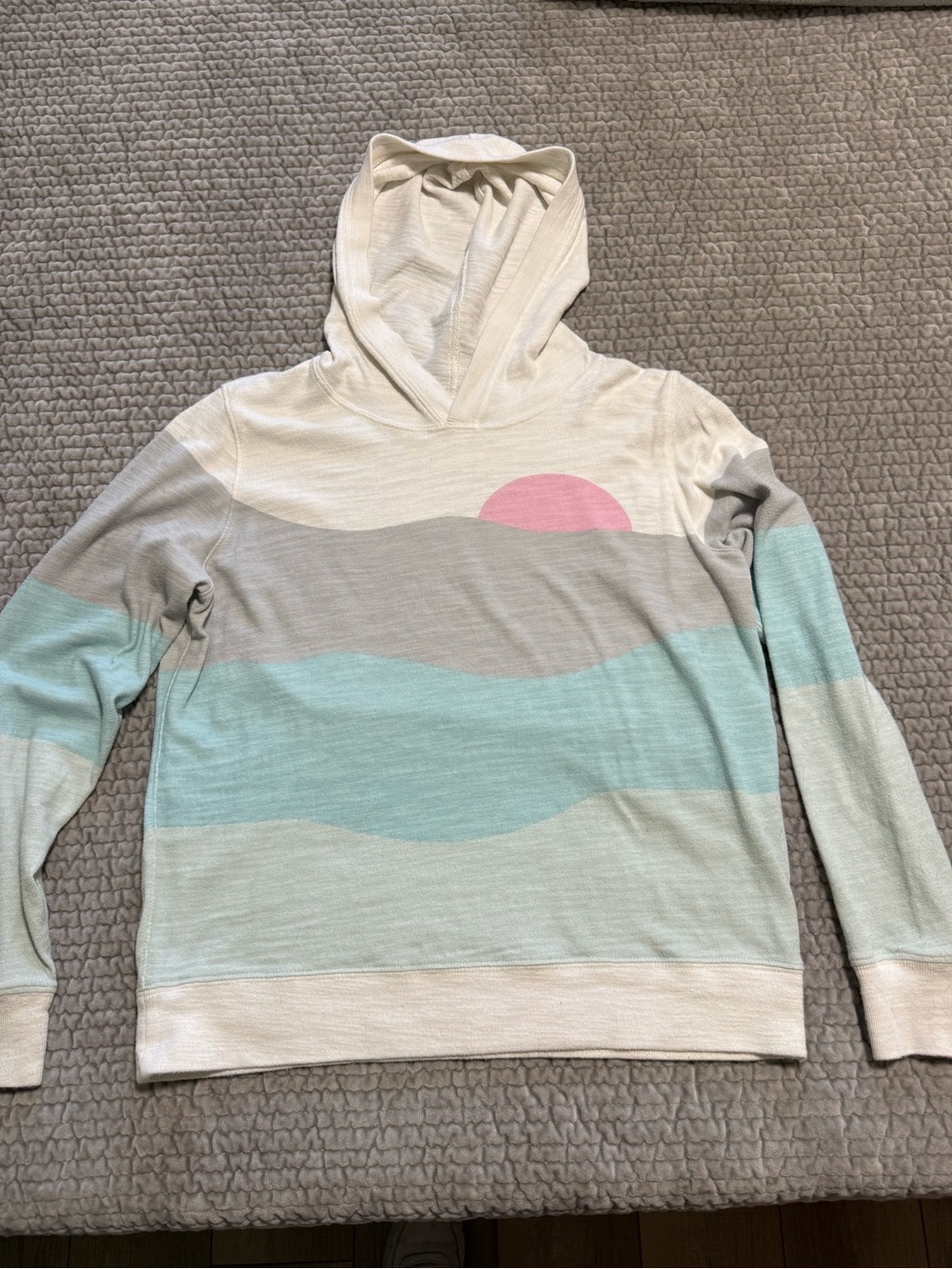 Faherty Soleil Sun Hooded Pullover in Cream, Gray, Mint & Pink Sun